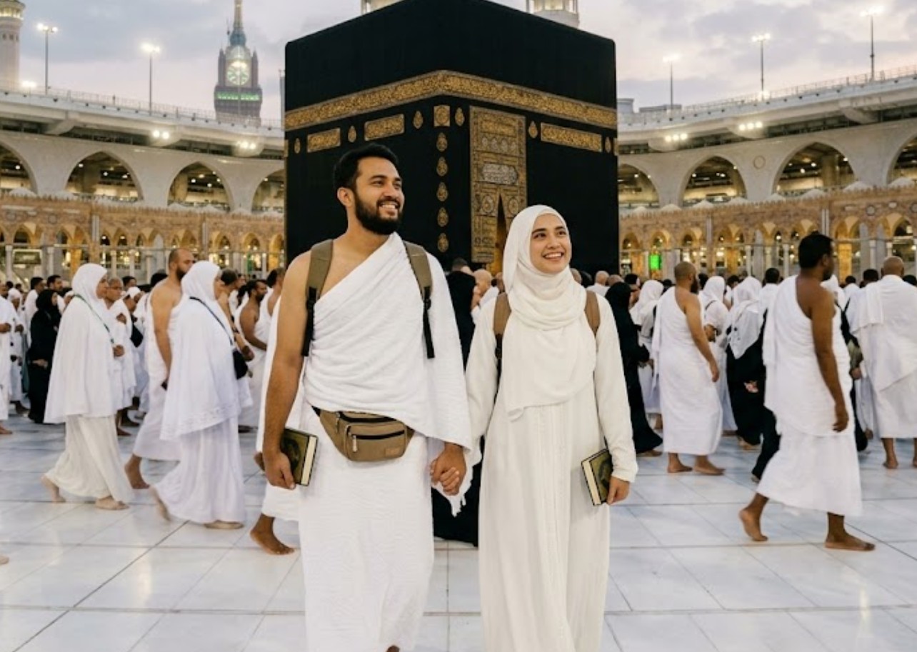 Pasangan muda umroh bersama